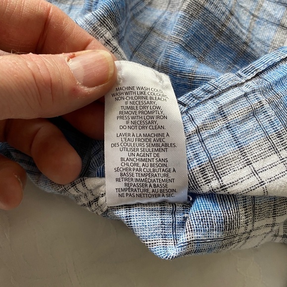 Weatherproof Vintage Washable Linen Men's Blue Plaid SS Button Up Shirt Small - Picture 8 of 11